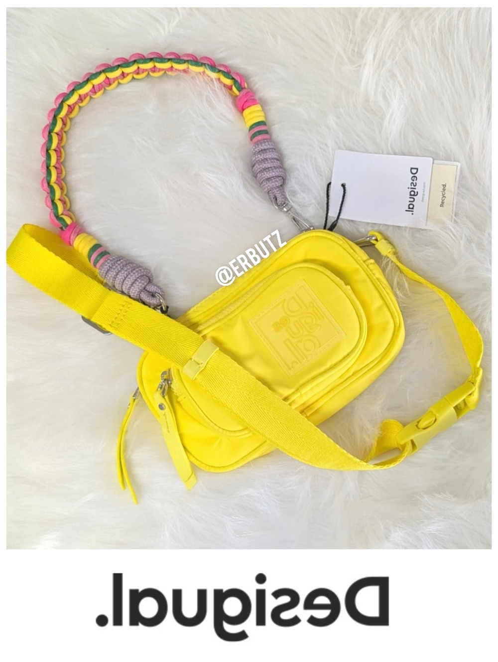 🆕 Desigual Lolos Tikal Belt Bag with Removable Rope Shoulder Strap, Amarillo
